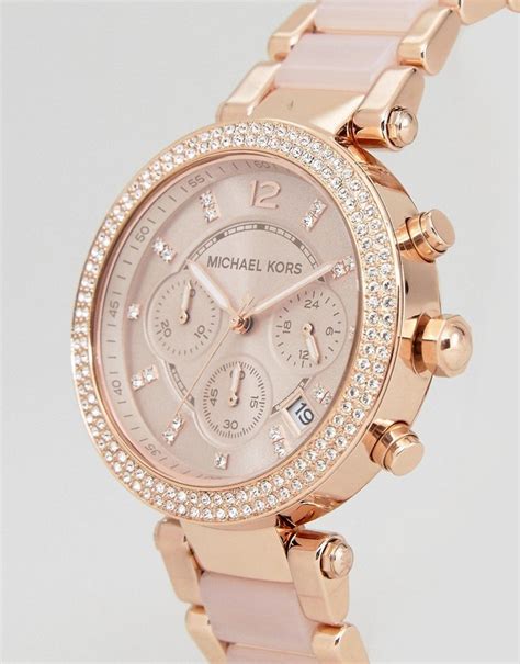 original michael kors mk5896 damen uhr zirkonia rosegold farbig|Michael Kors parker rose watch.